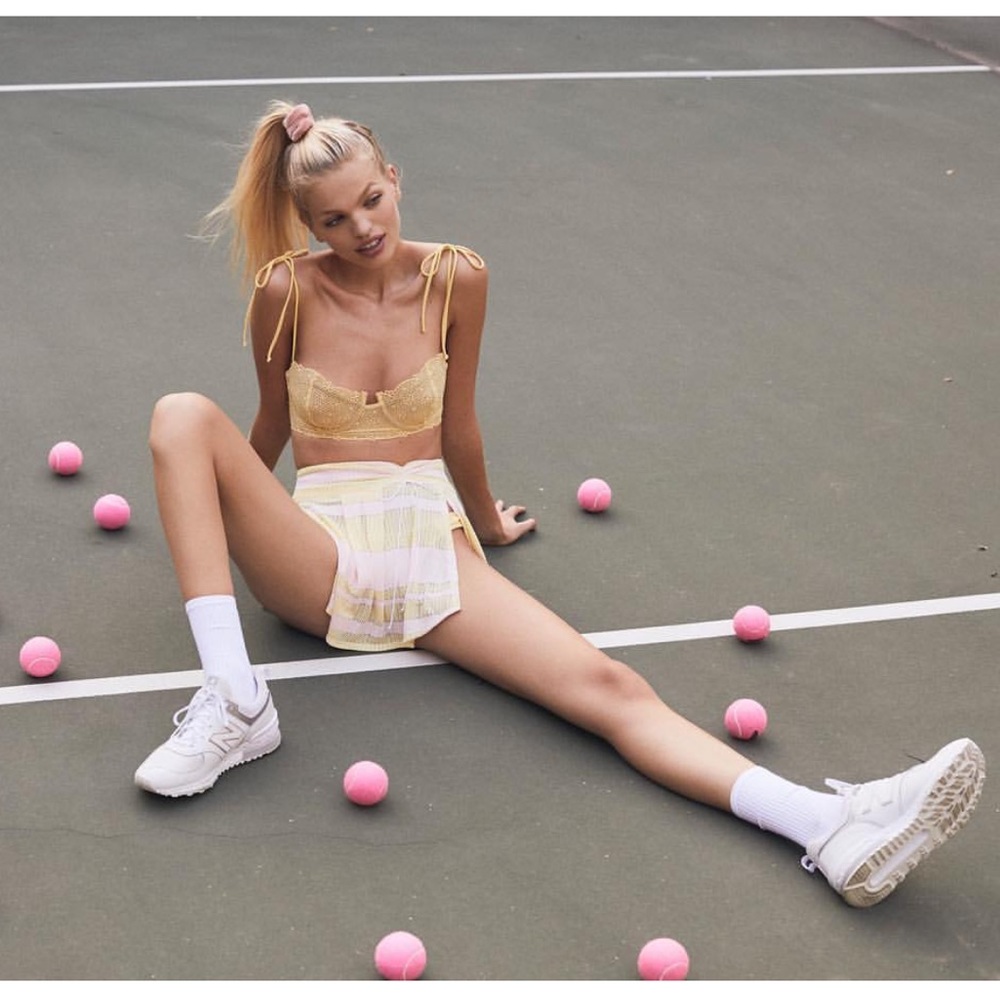 For Love and Lemons Steph Mini Skirt (pink/yellow)